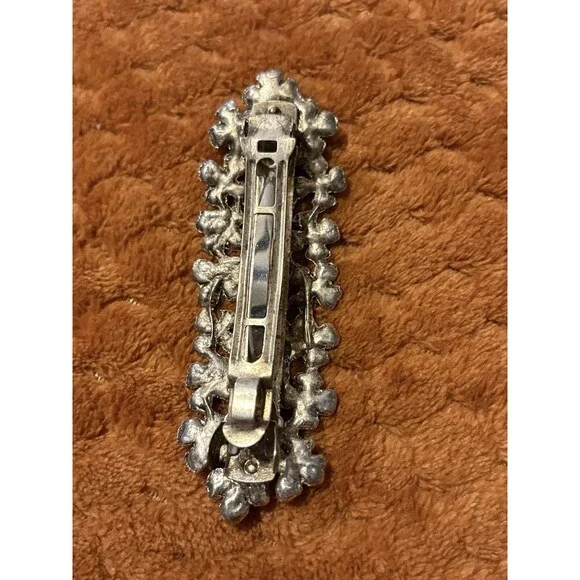 Vintage Silver-tone Floral Hair Barrette - Picture 5 of 6